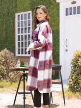 Load image into Gallery viewer, Plaid Button Up Dropped Shoulder Coat