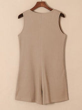 Load image into Gallery viewer, Waffle-Knit Half Button Sleeveless Romper with Pockets