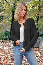 Load image into Gallery viewer, Button Up Round Neck Drop Shoulder Cardigan