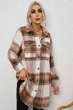 Load image into Gallery viewer, Plaid Collared Neck Longline Jacket