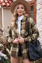 Load image into Gallery viewer, Plaid Collared Neck Button Up Jacket with Pockets