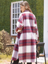 Load image into Gallery viewer, Plaid Button Up Dropped Shoulder Coat