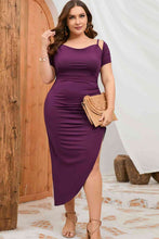 Load image into Gallery viewer, Plus Size Asymmetrical Hem Ruched Dress