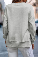 Load image into Gallery viewer, Snap Detail Round Neck Dropped Shoulder Sweatshirt