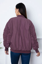 Load image into Gallery viewer, Ruched Zip Up Dropped Shoulder Jacket