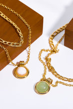 Load image into Gallery viewer, Copper 14K Gold Pleated Round Shape Aventurine Pendant Necklace