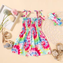 Load image into Gallery viewer, GIRLS Tie-Dye Smocked Tie-Shoulder Dress