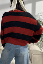 Load image into Gallery viewer, Striped Button Up Dropped Shoulder Cardigan