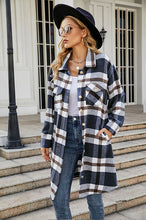 Load image into Gallery viewer, Plaid Button Up Collared Neck Coat with Pockets