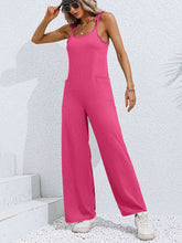 Load image into Gallery viewer, Tie-Shoulder Wide Leg Jumpsuit with Pockets