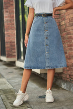 Load image into Gallery viewer, Button Front A-Line Denim Skirt