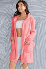 Load image into Gallery viewer, Fuzzy Tied Pocketed Hooded Lounge Nightgown