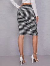 Load image into Gallery viewer, Houndstooth Slit Knee-Length Skirt