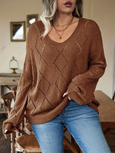 Load image into Gallery viewer, Plus Size Geometric Dropped Shoulder Sweater