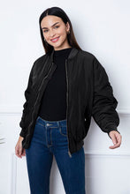 Load image into Gallery viewer, Ruched Zip Up Dropped Shoulder Jacket