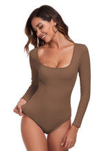 Load image into Gallery viewer, Square Neck Long Sleeve Active Bodysuit