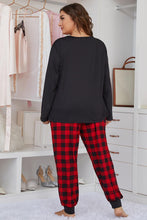 Load image into Gallery viewer, Plus Size Heart Graphic Top and Plaid Joggers Lounge Set