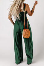 Load image into Gallery viewer, Smocked Square Neck Wide Leg Jumpsuit with Pockets