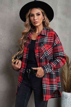 Load image into Gallery viewer, Plaid Collared Neck Button Up Jacket with Pockets