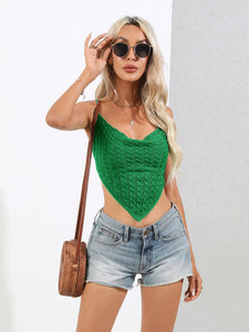 THANK YOU NEXT Crisscross Knit Cropped Top