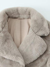 Load image into Gallery viewer, Faux Fur Button Up Lapel Neck Coat with Pocket