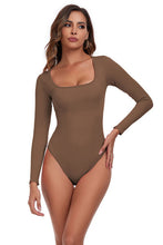 Load image into Gallery viewer, Square Neck Long Sleeve Active Bodysuit