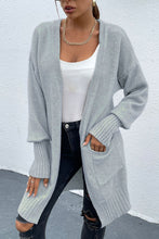 Load image into Gallery viewer, Open Front Dropped Shoulder Pocketed Cardigan