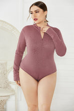 Load image into Gallery viewer, Plus Size Zip Up Long Sleeve Bodysuit