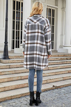 Load image into Gallery viewer, Plaid Button Up Collared Neck Coat with Pockets