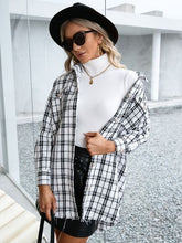 Load image into Gallery viewer, Plaid Pocketed Button Up Dropped Shoulder Jacket