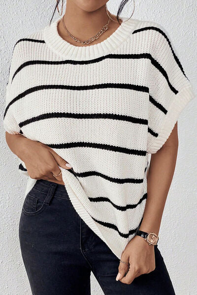 Striped Round Neck Sweater Vest