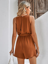 Load image into Gallery viewer, Contrast Belted Sleeveless Romper with Pockets