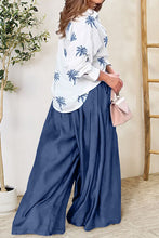 Load image into Gallery viewer, Pocketed Dropped Shoulder Shirt and Wide Leg Pants Set