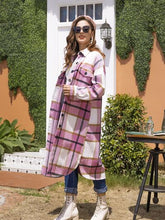 Load image into Gallery viewer, Plaid Button Up Dropped Shoulder Coat