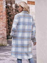 Load image into Gallery viewer, Plaid Dropped Shoulder Slit Coat