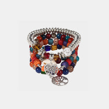 Load image into Gallery viewer, Silver-Plated Beaded Charm Bracelet