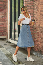 Load image into Gallery viewer, Button Front A-Line Denim Skirt