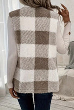 Load image into Gallery viewer, Sherpa Plaid Open Front Vest Coat