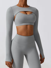 Load image into Gallery viewer, Cropped Cutout Long Sleeve Sports Top