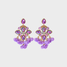 Load image into Gallery viewer, Flower Shape Rhinestone Alloy Dangle Earrings