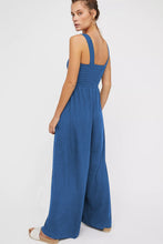 Load image into Gallery viewer, Smocked Square Neck Wide Leg Jumpsuit with Pockets