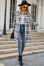 Load image into Gallery viewer, Plaid Button Up Collared Neck Coat with Pockets