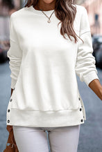 Load image into Gallery viewer, Snap Detail Round Neck Dropped Shoulder Sweatshirt