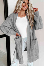 Load image into Gallery viewer, Cable-Knit Dropped Shoulder Cardigan