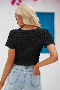 Round Neck Short Sleeve Cropped Top