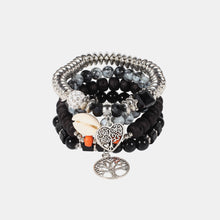 Load image into Gallery viewer, Silver-Plated Beaded Charm Bracelet