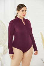 Load image into Gallery viewer, Plus Size Zip Up Long Sleeve Bodysuit