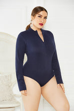 Load image into Gallery viewer, Plus Size Zip Up Long Sleeve Bodysuit