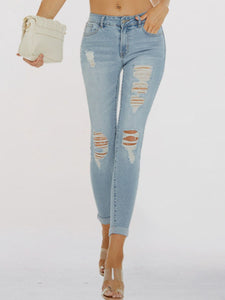 Distressed Skinny Cropped Jeans