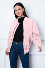 Load image into Gallery viewer, Ruched Zip Up Dropped Shoulder Jacket